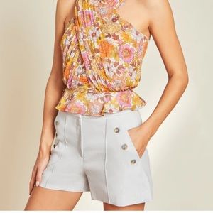 Veronica Beard Pine stretch linen short size 6